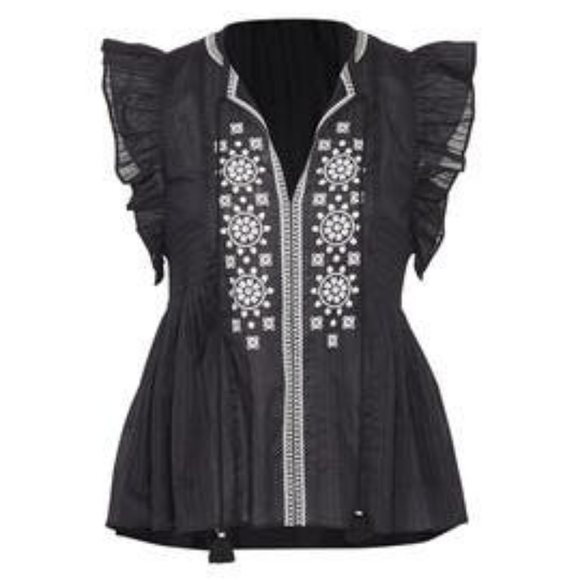 Kate spade embroidered mosaic blouse with tassels size medium - Picture 2 of 4